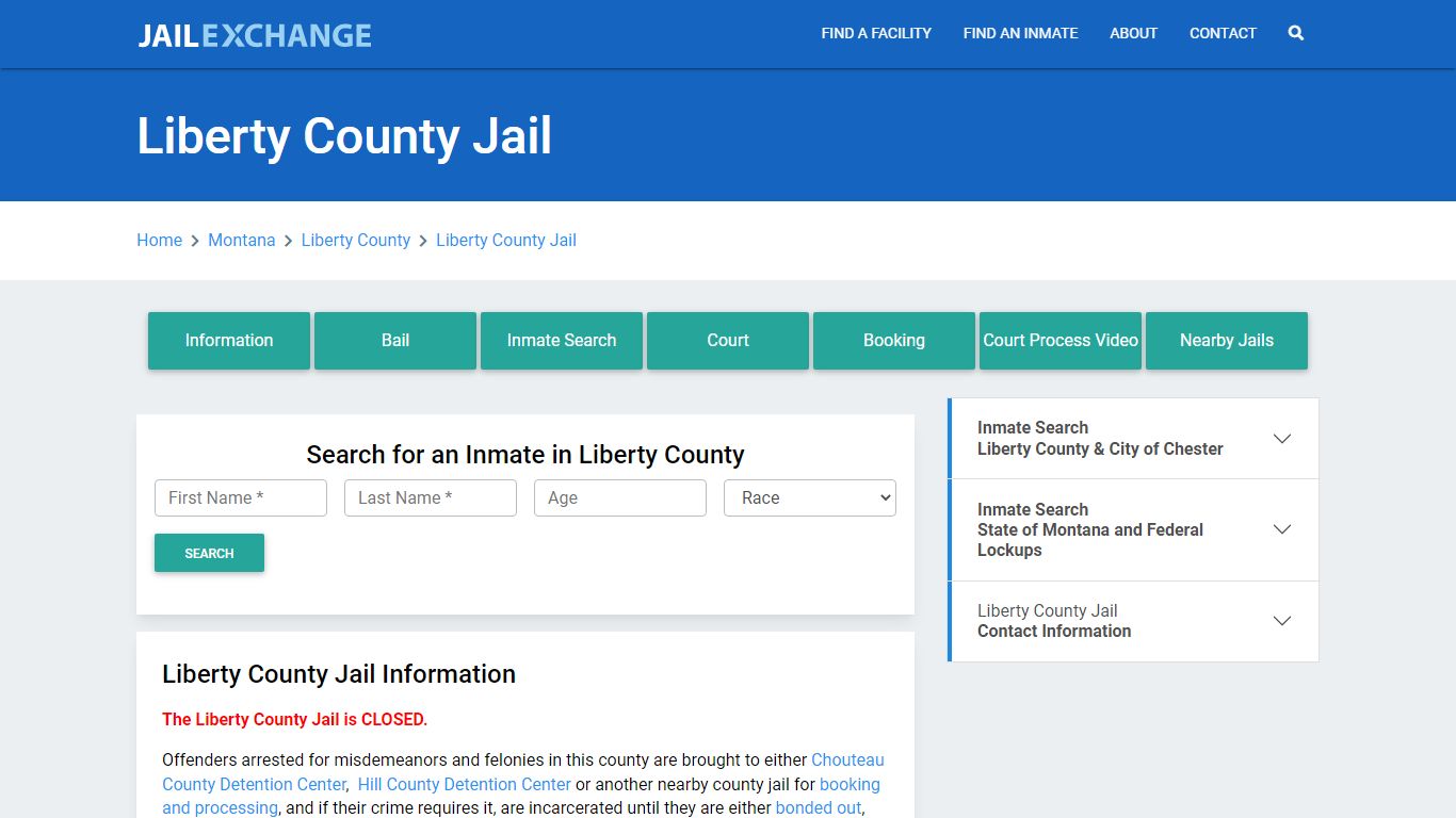 Liberty County Jail Roster Lookup, MT, Inmate Search