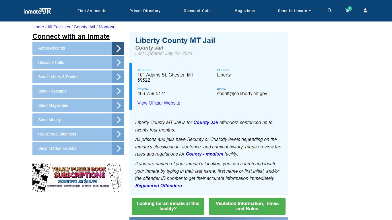 Liberty County MT Jail - Inmate Locator